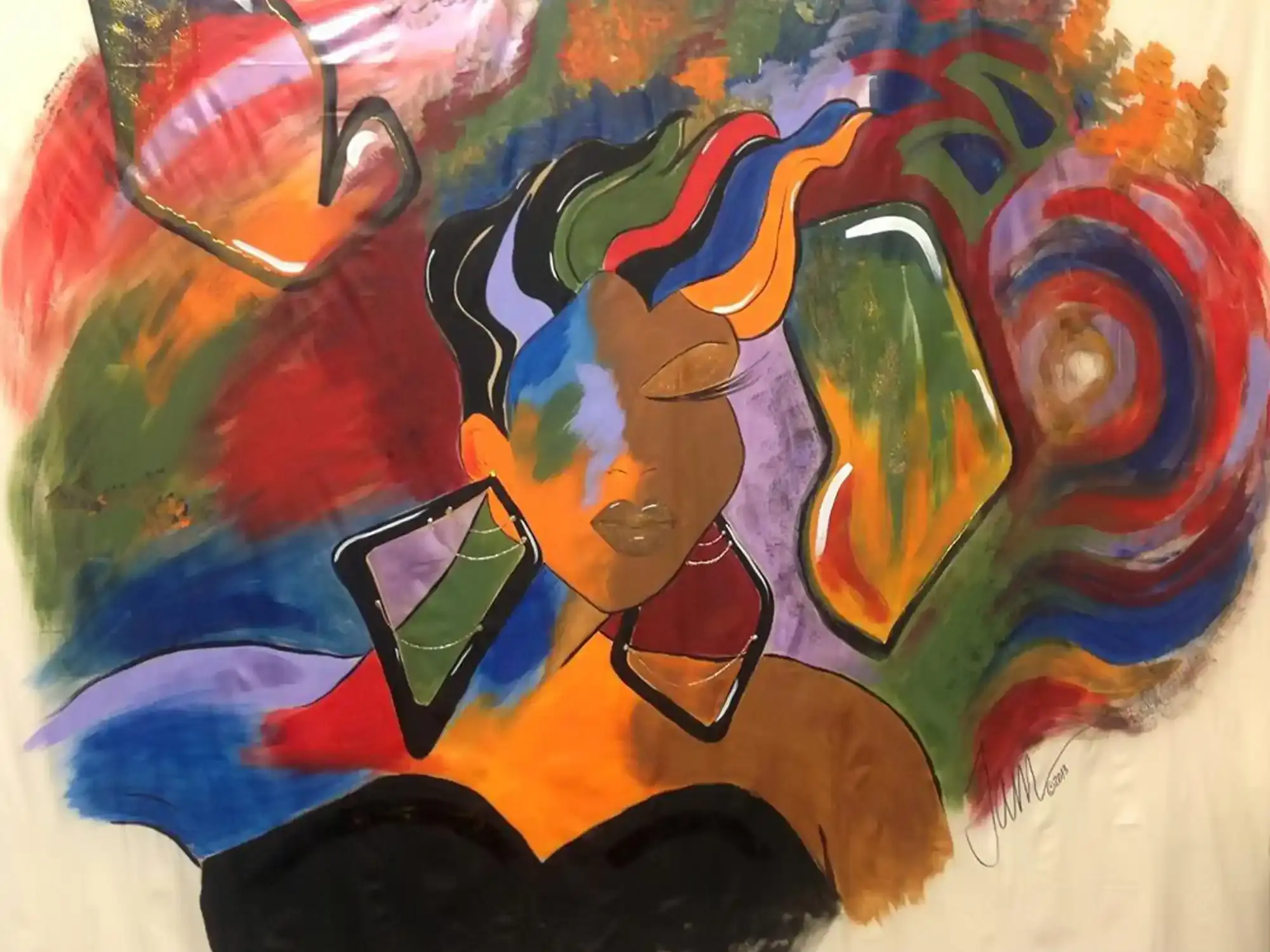 An example a Tam Design painted shower curtain