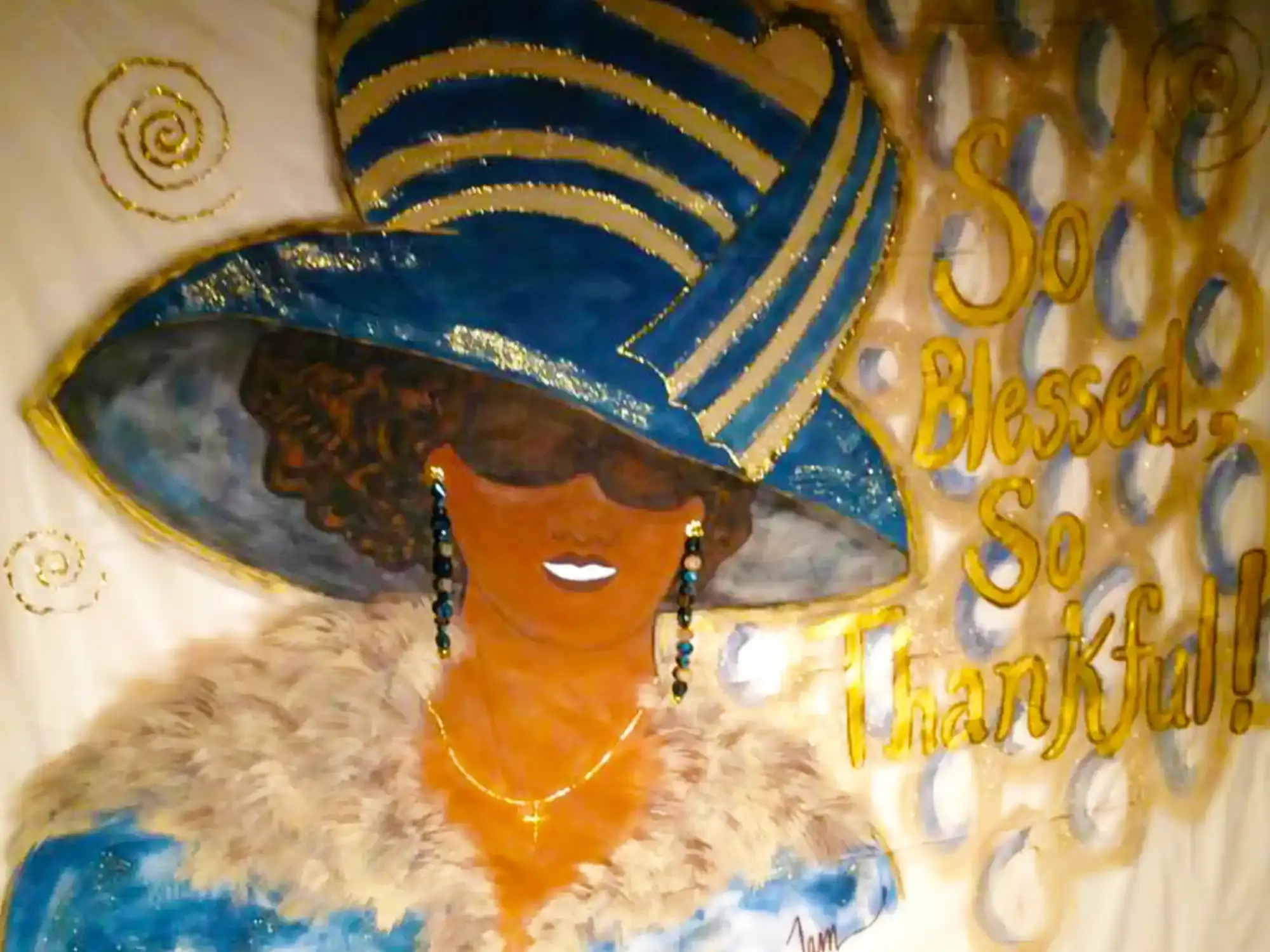 An example a Tam Design painted shower curtain